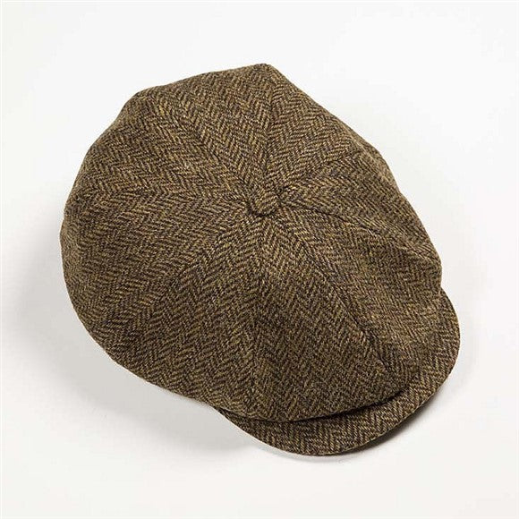 eight-piece-newsboy-cap-beige-dark-brown-herringbone-by-john-hanly
