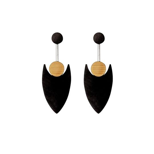 fuchsia-black-wood-drop-earrings