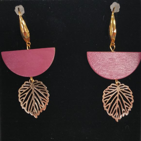 sandia-golden-leaf-coral-earring
