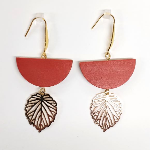 sandia-golden-leaf-pink-earring